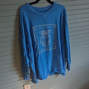 aerie Bright Blue Crewneck Tee with White Logo